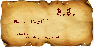 Mancz Bogát névjegykártya